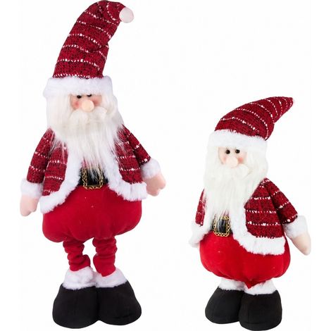 Décoration de Père Noël rouge, pieds télescopiques réglables de 60 à 100 cm, figurine de Noël en plastique (1/5)