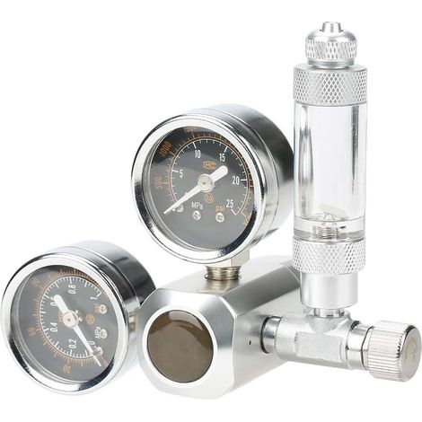 Régulateur de CO2 pour Aquarium, Affichage à Double Jauge Régulateur de CO2 Accessoires de Pompe à Air D'aquarium avec Compteur de Bulles et Clapet Anti-retour pour Aquarium (1/2)