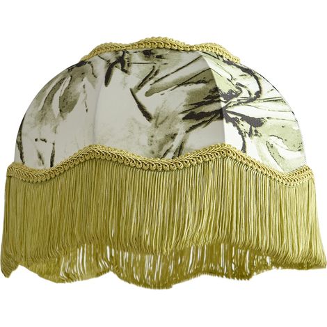 QAZQA Fabric Lampshade Leaf Design with White Interior 31.5/15/14