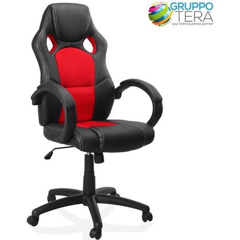 Sedia Poltrona da Ufficio Direzionale Ruote Girevoli Sportiva Race Gaming Rosso