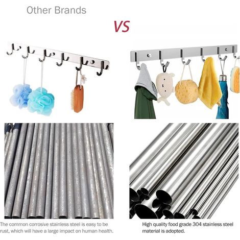 Estantes con ganchos de acero inoxidable, ganchos para batas, percheros de pared, ganchos multiusos para usar dentro y fuera de baños, cocinas, pasillos y dormitorios.