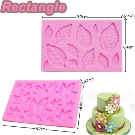 Lot de 5 feuilles de moule en silicone en forme de feuilles d'érable, de pétales de rose, de fondant, de gâteau, 3D (1/4)