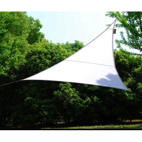 Koem vela telo ombreggiante triangolare 5x5x5m in poliestere colore bianco con anelli di ancoraggio e corda da giardino esterno