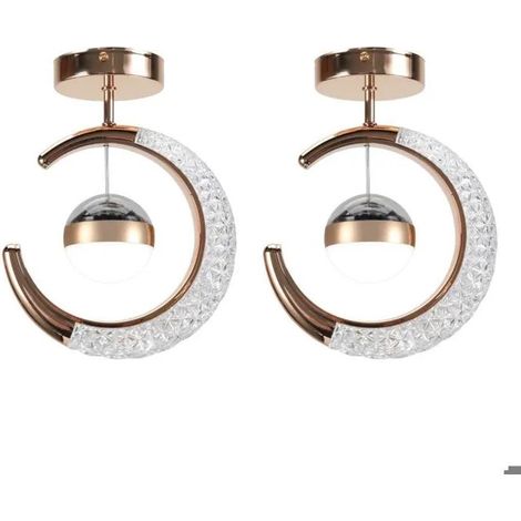 Lot de 2 Plafonnier Moderne LED,Lustre Suspension Abat-jour en Aluminium Designe Lune 16W Lampe de Projection,Lumière froide (1/5)