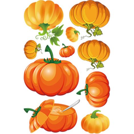 Autocollant Statique Thanksgiving - Courge Citrouille Feuille D Erable Fruits - Décoration Fenêtre Automne - Lot de 12 (1/5)