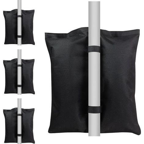 Paquet de 4 Sacs De Sable Poids, À Toute épreuve Poids de Sable Gazebo, Sacs de Poids de Sable pour Tente à Auvent Pop up, Parasol de Patio, Parasol, Sac de Pieds Lestés pour Trampolines, Noir (1/5)