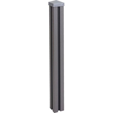 [NEUWERTIG] WPC-Pfosten Savoie-WPC-Zaun, Pfeiler Pfahl, Stecksystem 98cm, grau