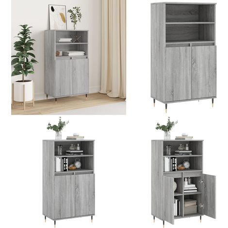 Highboard Grau Sonoma 60x36x110 cm Holzwerkstoff - Sideboard - Hochboard - Wohnzimmermöbel - Industrial Style - Grau - Home & Living (1/5)