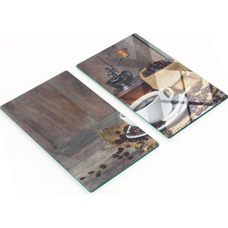Robuste und stilvolle Glasplatten mit Kaffeebohnenmuster, Bechergröße 2 x 30 x 52 cm (1/5)