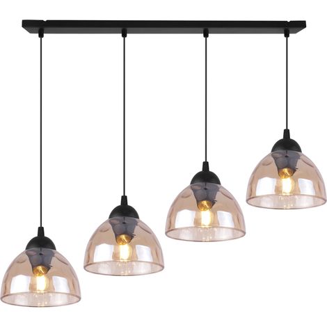 Lámpara colgante Venice de 4 luces, pantallas color miel, casquillo E27. (1/5)