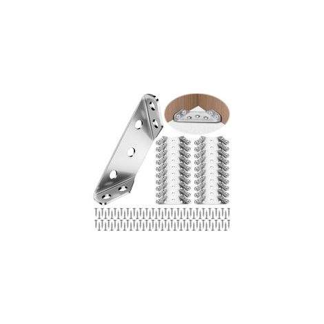 Lot de 20 Raccord D'angle,Équerres D'angle Triangulaires,Connecteurs D'angle en Acier Inoxydable,Raccord D'angle Universels,Équerres D'angle en Acier Inoxydable pour Étagère,Armoire,Table,Chaise (1/5)