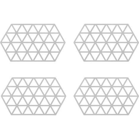Maniques Crumble - Lot de 4 - Hexagonales - Accessoires de table - Résistantes à la chaleur - Silicone - 14 x 24 cm - Gris (1/5)