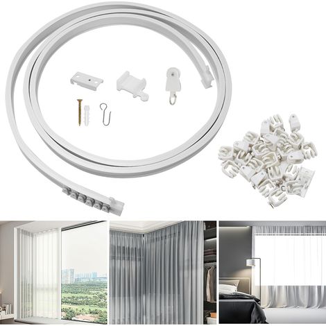 Randaco Tringle à rideaux Tringle de plafond pliable, tringle flexible pour rideaux et séparateurs de pièce