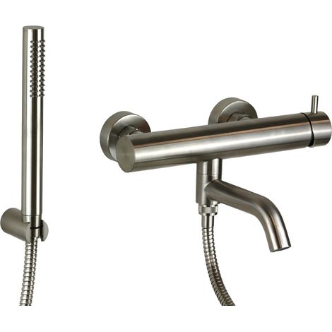Miscelatore vasca esterno modello tondo in acciaio AISI 316 Pollini Jessy Steel MXVAMC16CAS  Acciaio Inox