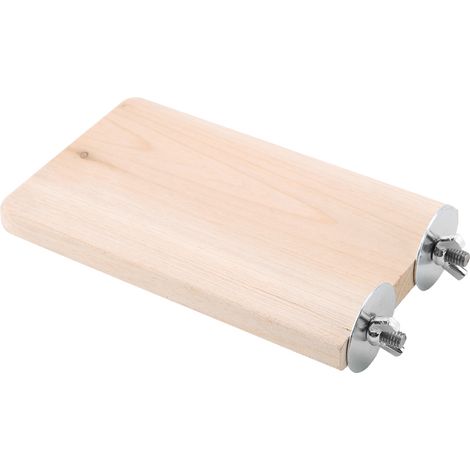 Petit jouet pour animaux de compagnie : plateforme rectangulaire en bois naturel pour sauter et grimper, avec tremplin. (1/5)