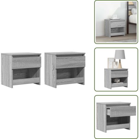 Nachttische 2 Stk. Grau Sonoma 40x30x39 cm Holzwerkstoff - Nachttische - Grau - Wohnzimmer Dekoration - Holzwerkstoffe Möbel - Kommode (1/5)