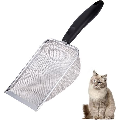Cuillère À Litière - En Acier Inoxydable À Mailles - Manche Long - Pour Chat Et Reptiles - 1 Pièce (1/5)