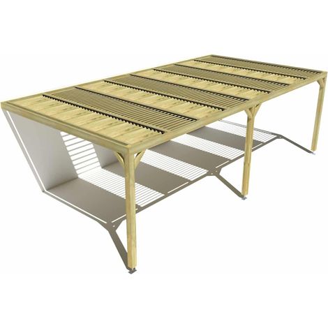 Pergola bois • 8m x 4m • adossée • sens profondeur • lames orientables bioclimatiques incluses • livraison comprise (1/3)