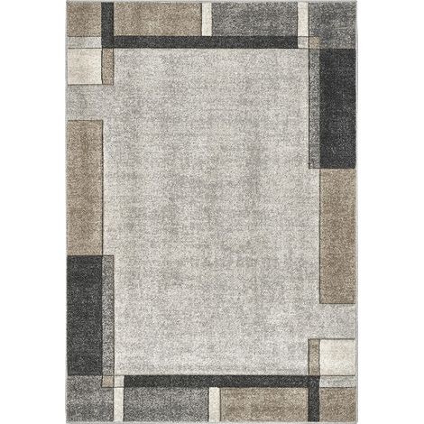 Tappeto geometrico moderno grigio e beige Funny