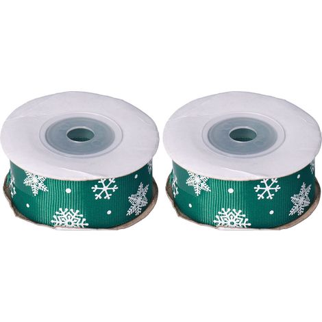 Ruban de Noël 9m, flocon de neige vert, bricolage, décoration de fête, emballage cadeau (1/5)