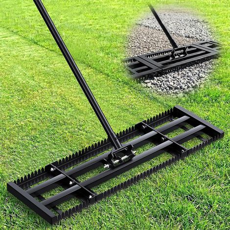 Râteau de nivellement pelouse segmenté et amovible, outil jardin en métal pour l'épandage sable (1/5)