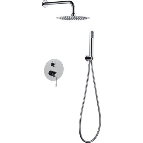 Ensemble de douche murale encastrée TWIST Mitigeur Chromé BrillantOr rose brosséChroméNickel brosséOr brosséNoir matCanon de fusil
