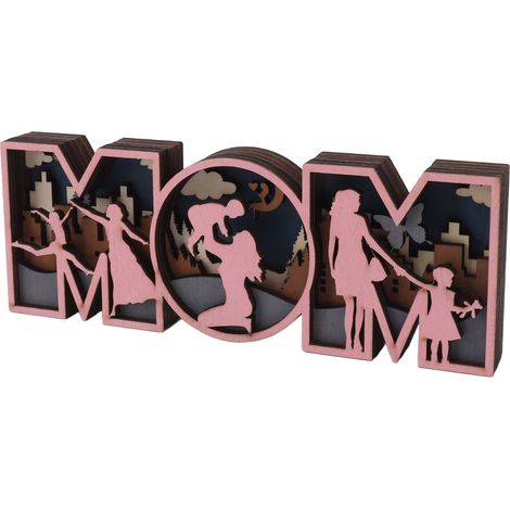 Lettres décoratives en bois, forme exquise et mignonne, inscription « Maman », ornement pour la fête des mères. (1/5)
