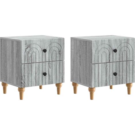 Bedside Cabinet with Drawer 2 pcs Grey Sonoma 43 x 34.5 x 48 cm vidaXL