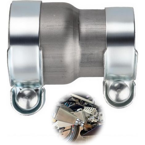 Manchon Reducteur Echappement 55 mm à 60 mm Collier Echappement pour 120 mm Réducteur Bande Tuyau D'échappement Acier Inoxydable Collier de Serrage Double D'échappement Manchon Raccord (1/5)