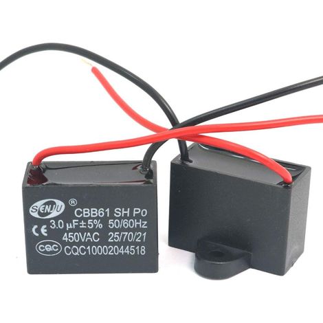 2 Stück CBB61 3uF 450V AC 50/60Hz Lüftermotor-Stromkondensator (1/5)