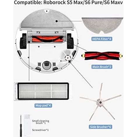 heuchaey Accessoires Kit pour Xiaomi Roborock S5 Max S50 S51 S55 S6 MaxS60 (1/4)