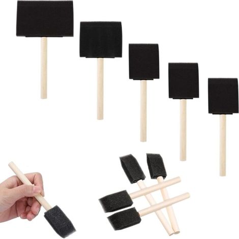 Lot de 10 Pinceaux en Mousse,Pinceau Eponge avec Manche en Bois,Brosses en Mousse,Outil à Eponge pour Peinture,Teinture,Acrylique,Travaux Manuels (1/5)