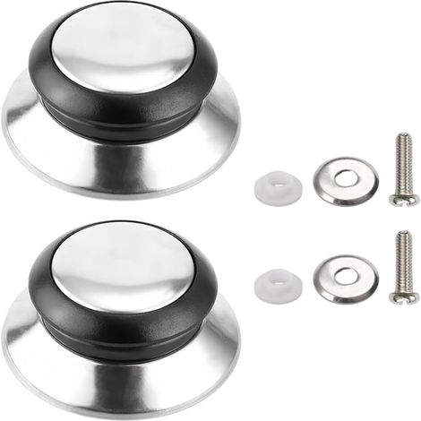 2 PCS Universal Topfdeckelgriff Ersatzgriff Hitzebeständig, Edelstahl Deckelknopf mit Schrauben für Glasdeckel, Ersatz für Pfannen und Kochgeschirr (1/5)