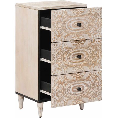 Sideboard/Anrichte/Buffet mit Speicher Weiß 40 x 33,5 x 75 cm Massivholz Mango LXWW445944 (1/5)