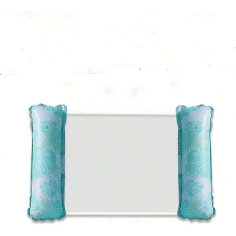 (Bleu) Chaise longue gonflable pliable, idéale pour les fêtes au bord de la piscine et la détente à la plage, avec dossier en filet. (1/3)