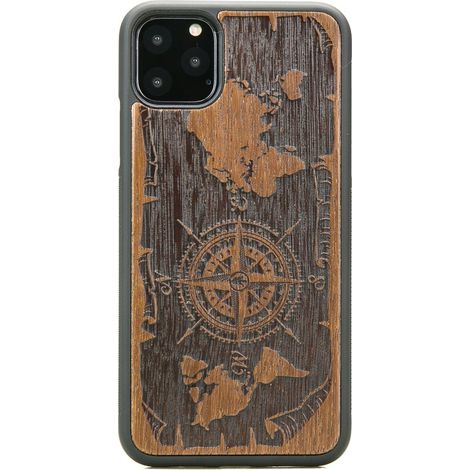 Holzhülle für iPhone 11 PRO MAX WIND ROSE MERBAU (1/3)