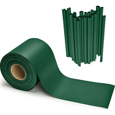 Garronda brise vue jardin balcon PVC 19 cm rouleau 50 m 450 g/m² avec 40 clips, bandes occultantes pour clôture extérieure, compatible panneaux double fil et garde-corps GD-0173 (Vert RAL6005)