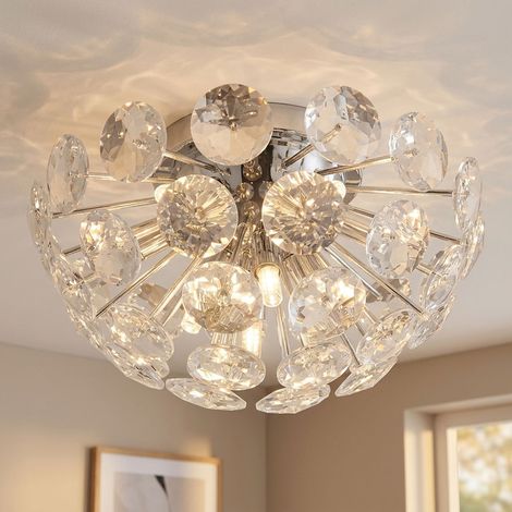 Lampada da soffitto Lampada da sala da pranzo in cristallo a 10 luci trasparente D 39 cm (1/5)