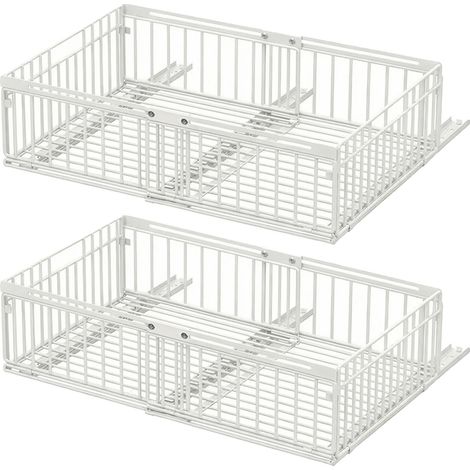 Organizador de cajones extraíble, deslizamiento silencioso, fácil instalación, blanco, 2 piezas (1/2)