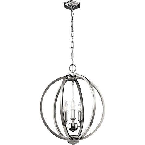 Elstead Corinne - Plafonnier sphérique moyen à 3 ampoules, nickel poli, E14 (1/5)