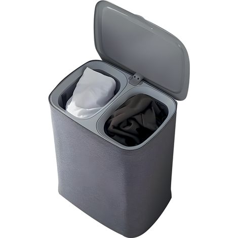Portabiancheria Doppio 90 Litri Con Coperchio Ergonomico E 2 Sacche Rimovibili