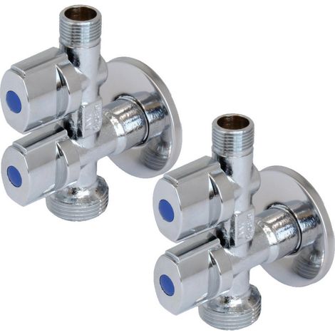 Valvola combinata in metallo per lavatrice Confezione da 2 rubinetti per lavatrice e lavabo 1/2"x3/4"x3/8" Valvola combinata (1/5)