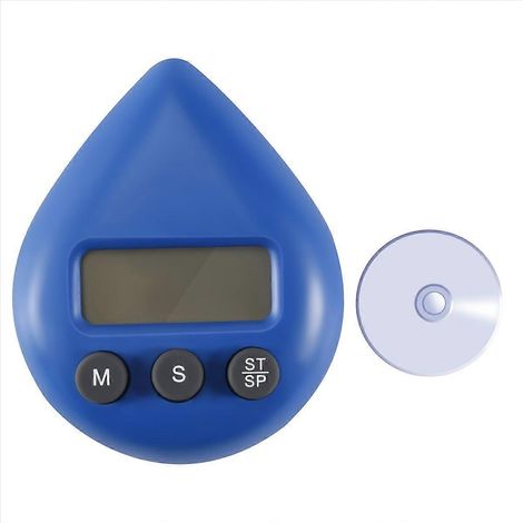 Horloge de salle de bain numérique étanche, minuteur de douche bleu (1/5)