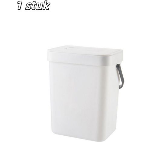 Poubelle de cuisine compacte murale avec couvercle et bac fermé pour collecte des déchets de cuisine chambre et salle de bain couleur blanche 1 pièce (1/5)
