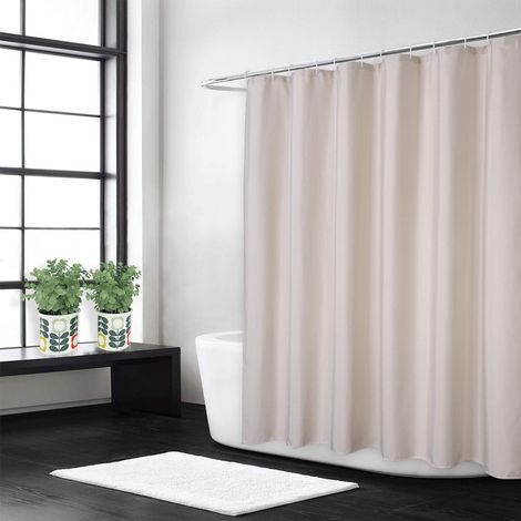 Lin comme Le Lin 240GSM Poids Lourd Rideau de Douche de Décrochage pour Salle de Bain avec Crochets Tissu D'hôtel Lavable,Beige 89 x 183 cm (1/5)