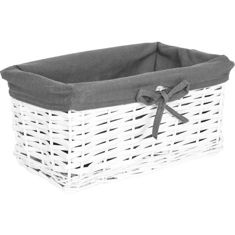 Panier en osier 30x20x15 cm - blanc et gris (1/5)
