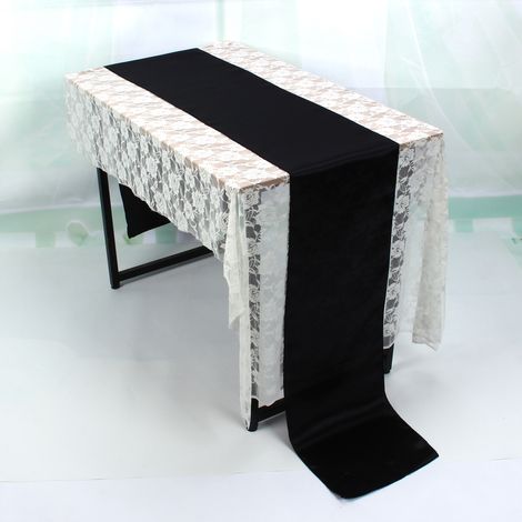Chemin de table 30 x 275 cm pour la décoration de table de banquet de mariage (noir) (1/4)