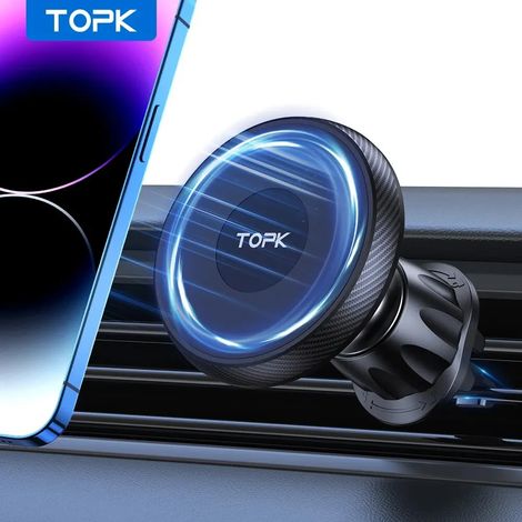 Support de téléphone de voiture TOPK MagSafe, fixation magnétique, support pour grille d'aération pour iPhone 15, 14, 13 Pro et Plus avec coque MagSafe