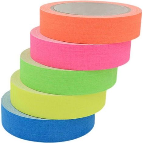 Lot de 5 rubans adhésifs fluorescents en tissu, brillants dans le noir, style néon, pour la décoration et les fêtes.-1000X1cm (1/4)