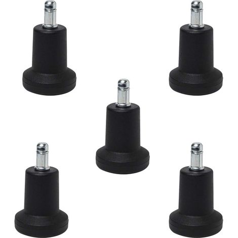 Lot de 5 roulettes pivotantes de rechange pour chaise ou tabouret de bureau, transformables facilement en pieds fixes pour protéger les sols en bois ou en parquet. (1/5)